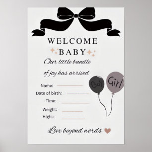 Poster Bem-vindo ao poste de Baby Shower com Balões menin