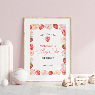 Poster Bem-vindo ao primeiro aniversário da Berry com laç