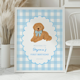 Poster Bem-vindo ao Primeiro Aniversário Goldendoodle Um