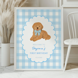 Poster Bem-vindo ao Primeiro Aniversário Goldendoodle Um