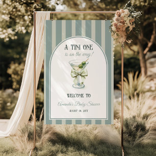 Poster Bem-vindo ao Retro Bow Tini One Martini Baby Showe