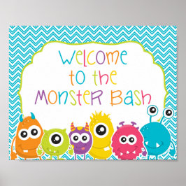 Poster Bem-vindo ao Sinal de Aniversário do Monstro Bash