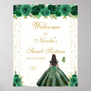 Poster Bem-vindo ao Sweet Sixteen da Menina de Pele Moren