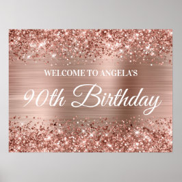 Poster Bem-vindo aos 90 anos em Glitter e Folha de Ouro R