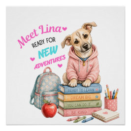 Póster Bem-vindo às Aventuras Escolares de Lina!