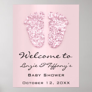Poster Bem-vindo Bebê Menina Chuveiro de Bebê Rosa