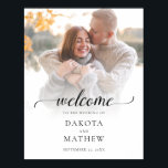 Poster Bem-vindo Casamento Foto Moderno Escrito à Mão<br><div class="desc">Cartaz de Boas-vindas para Casamento Foto Moderno Elegante e Simples Escrito à Mão</div>