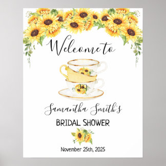 Poster Bem-vindo Chá de noiva sinal floral girassóis