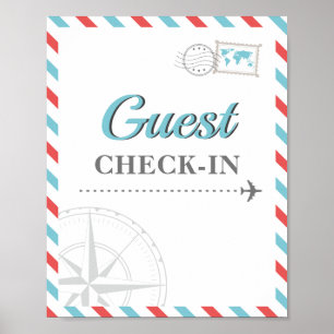 Poster Bem-vindo Check-in de Hóspedes da Viagem de Avião 