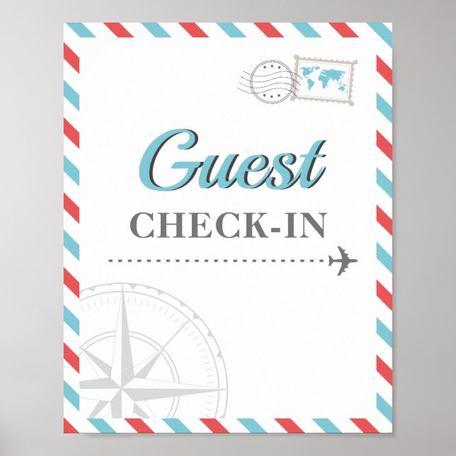 Poster Bem-vindo Check-in de Hóspedes da Viagem de Avião  (Frente)