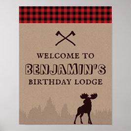 Poster Bem-vindo de aniversário ao estilo lenhador com xa