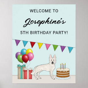 Poster Bem-vindo de aniversário do cão pastor suíço branc