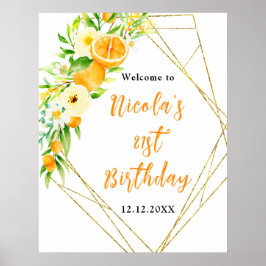 Poster Bem-vindo de Aniversário Laranjas Citrinos