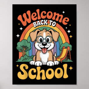 Poster Bem-vindo de Volta à Escola Cachorro Fofo Crianças