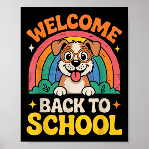 Poster Bem-vindo de Volta à Escola Cachorro Fofo Crianças
