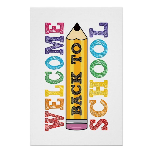 Póster Bem-vindo de Volta à Escola – Ilustração de Lápis (Frente)