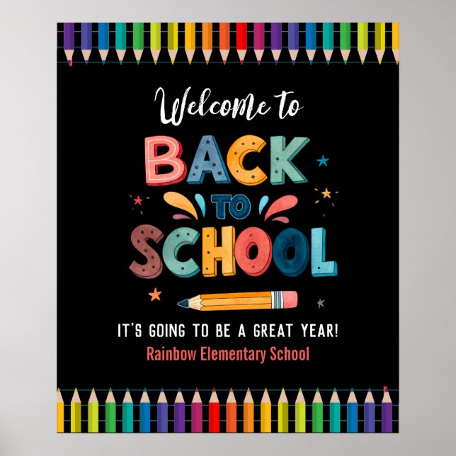 Poster Bem-vindo de volta à escola, Primeiro dia de aula (Frente)