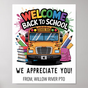 Poster Bem-vindo de volta à escola - Sala de aula brilhan