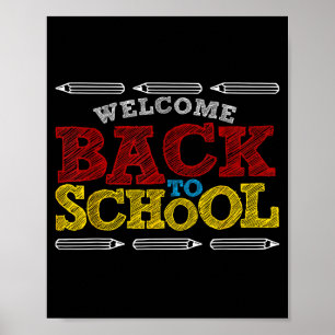 Poster Bem-vindo de Volta à Lousa de Giz Escola Divertido