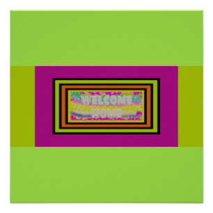 Póster bem-vindo design verde roxo bordado     