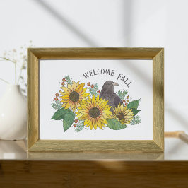 Poster Bem-vindo, Girassóis e Crow Descarregáveis