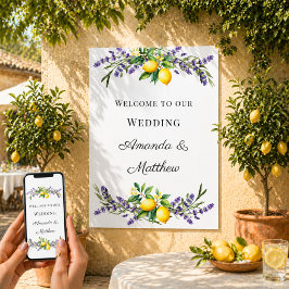 Poster Bem-vindo limões lavanda no casamento