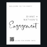Poster Bem-vindo minimalista ao nosso sinal de código QR<br><div class="desc">Um simples e elegante sinal de boas-vindas será excelente para a celebração do noivado. O sinal pode ser personalizado com os nomes da noiva e do noivo e o link de código QR. Você também pode alterar as cores de fonte e de fundo, ou adicionar fotos de casal ou qualquer...</div>