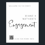 Poster Bem-vindo minimalista ao nosso sinal de código QR<br><div class="desc">Um simples e elegante sinal de boas-vindas será excelente para a celebração do noivado. O sinal pode ser personalizado com os nomes da noiva e do noivo e o link de código QR. Você também pode alterar as cores de fonte e de fundo, ou adicionar fotos de casal ou qualquer...</div>