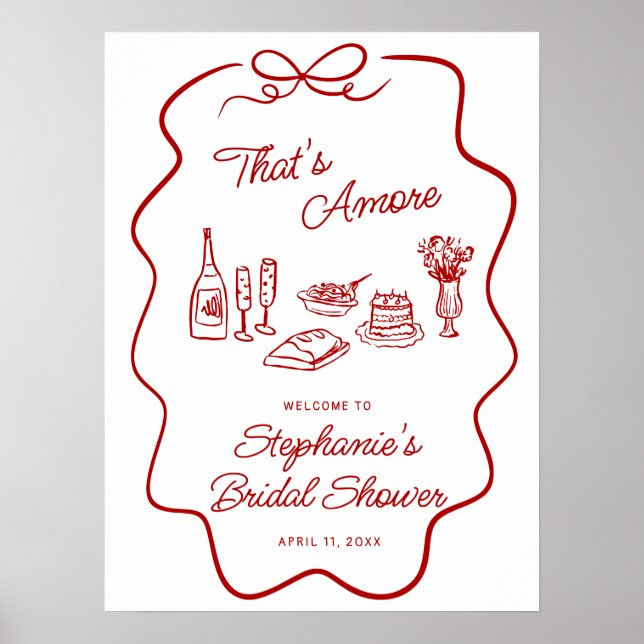 Poster Bem-vindo Quadro de Rabiscos That's Amore Vermelho (Frente)
