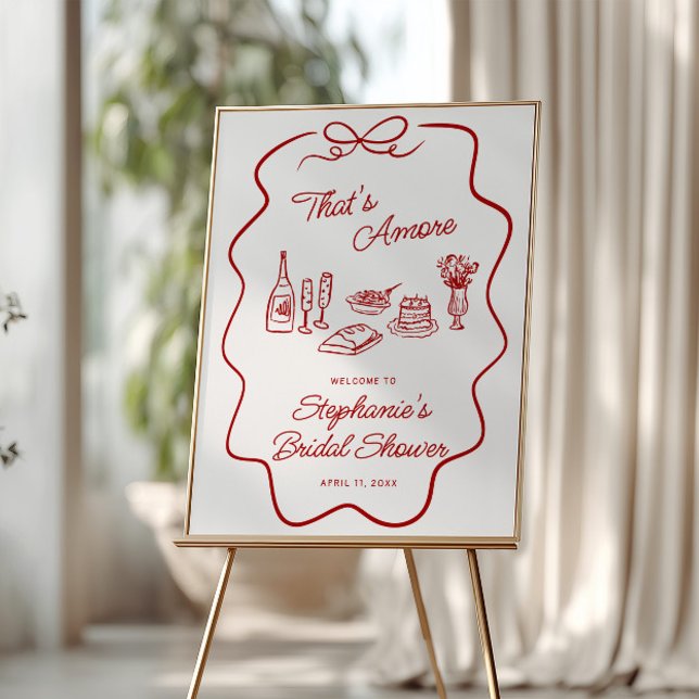 Poster Bem-vindo Quadro de Rabiscos That's Amore Vermelho (Criador carregado)