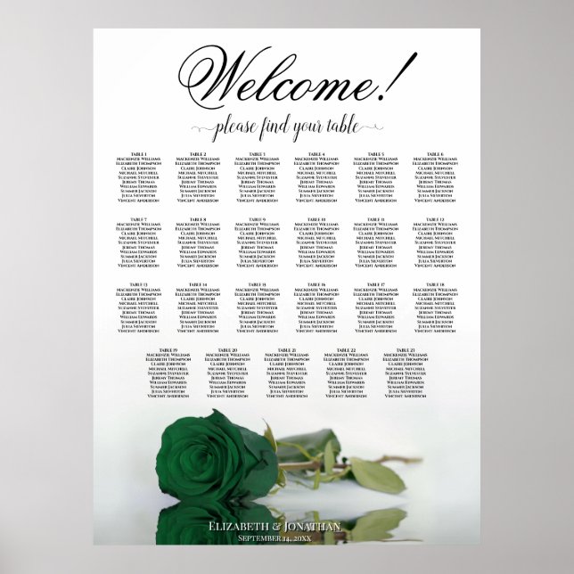 Poster Bem-vindo! Rosa Verde Esmeralda 23 Carta de Assent (Frente)