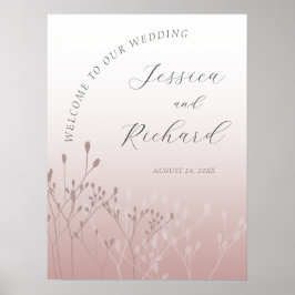 Poster Bem-vindo Sinal de Casamento de Flor Silvestre Ros