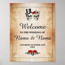 Poster Bem-vindo Sinal de Halloween de Caveira Rústica Ca