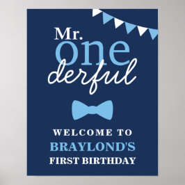 Poster Bem-vindo Sr. Onederful Azul