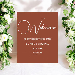 Poster Bem-vindo Terracotta Casamento Marrom Branco