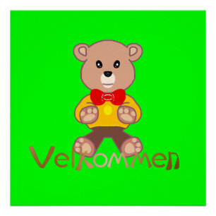 Póster Bem-vindo Urso Apple Verde Bem-vindo  