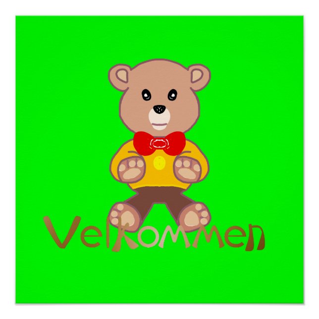 Póster Bem-vindo Urso Apple Verde Bem-vindo   (Frente)