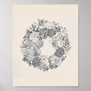 Poster Bem-vindo Wreath Autumn Pumpkin Blue Painting