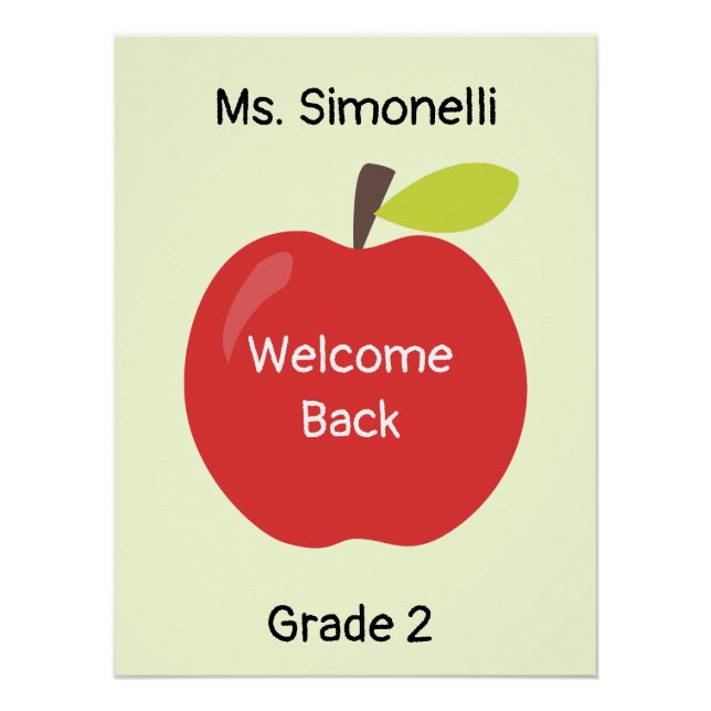 Póster Bem-vindos à Maçã Vermelha com Professora e Grau (Frente)