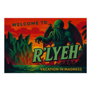 Póster Bem-vindos a R’lyeh - Férias na Loucura