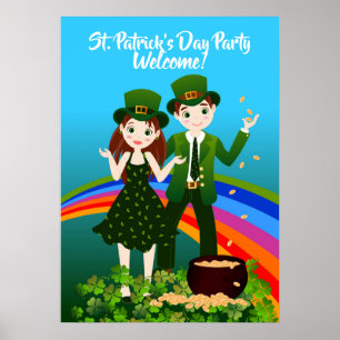 Poster Bem-vindos à Rua do Patrick's Kids Party