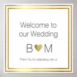 Poster bem-vindos ao nosso casamento, amor de recepção