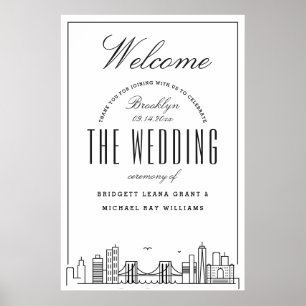 Poster Bem-vindos ao nosso casamento no Brooklyn!