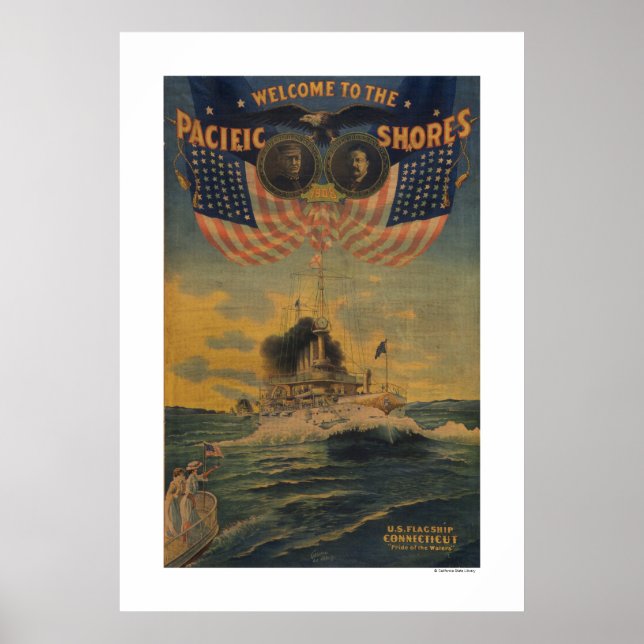 Póster Bem-vindos às costas do Pacífico. FlagshipConnecti (Frente)