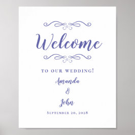 Poster Bem-vindos Casamentos Caligrafia Elegante Periwink