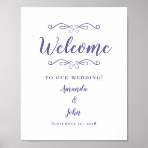 Poster Bem-vindos Casamentos Caligrafia Elegante Periwink