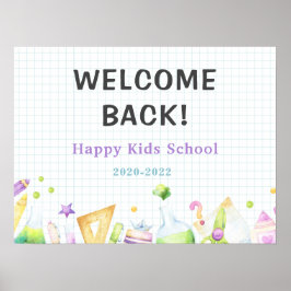 Poster bem-vindos de volta à escola crianças bonitinhas