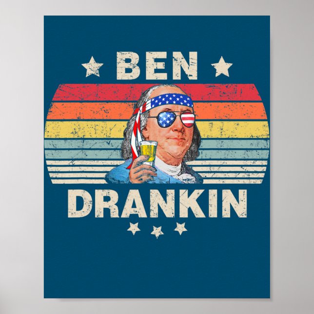 Poster Ben Drankin 4 de julho Benjamin Franklin Men (Frente)