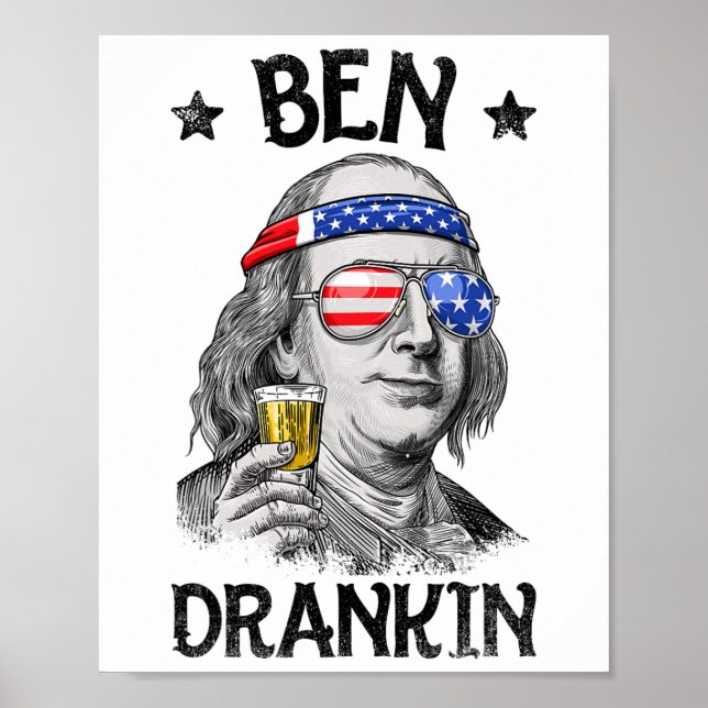 Poster Ben Drankin 4 De Julho Benjamin Franklin Men Wome (Frente)