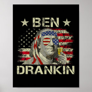 Poster Ben Drankin Benjamin Franklin 4 De Julho Divertido